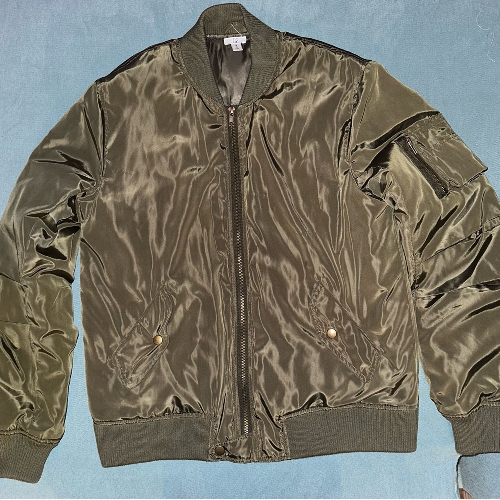 Nordstrom’s BP brand bomber jacket in army green